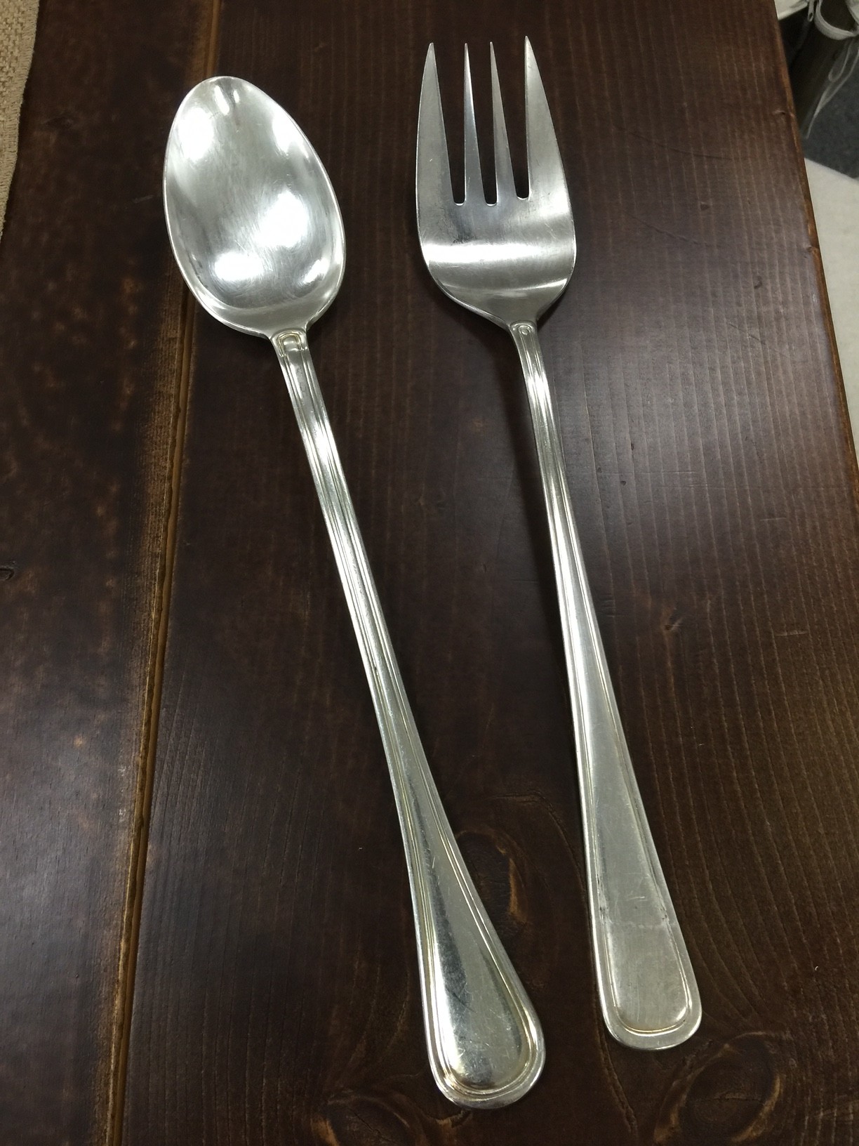 Silver Serving Spoon and Meat Fork