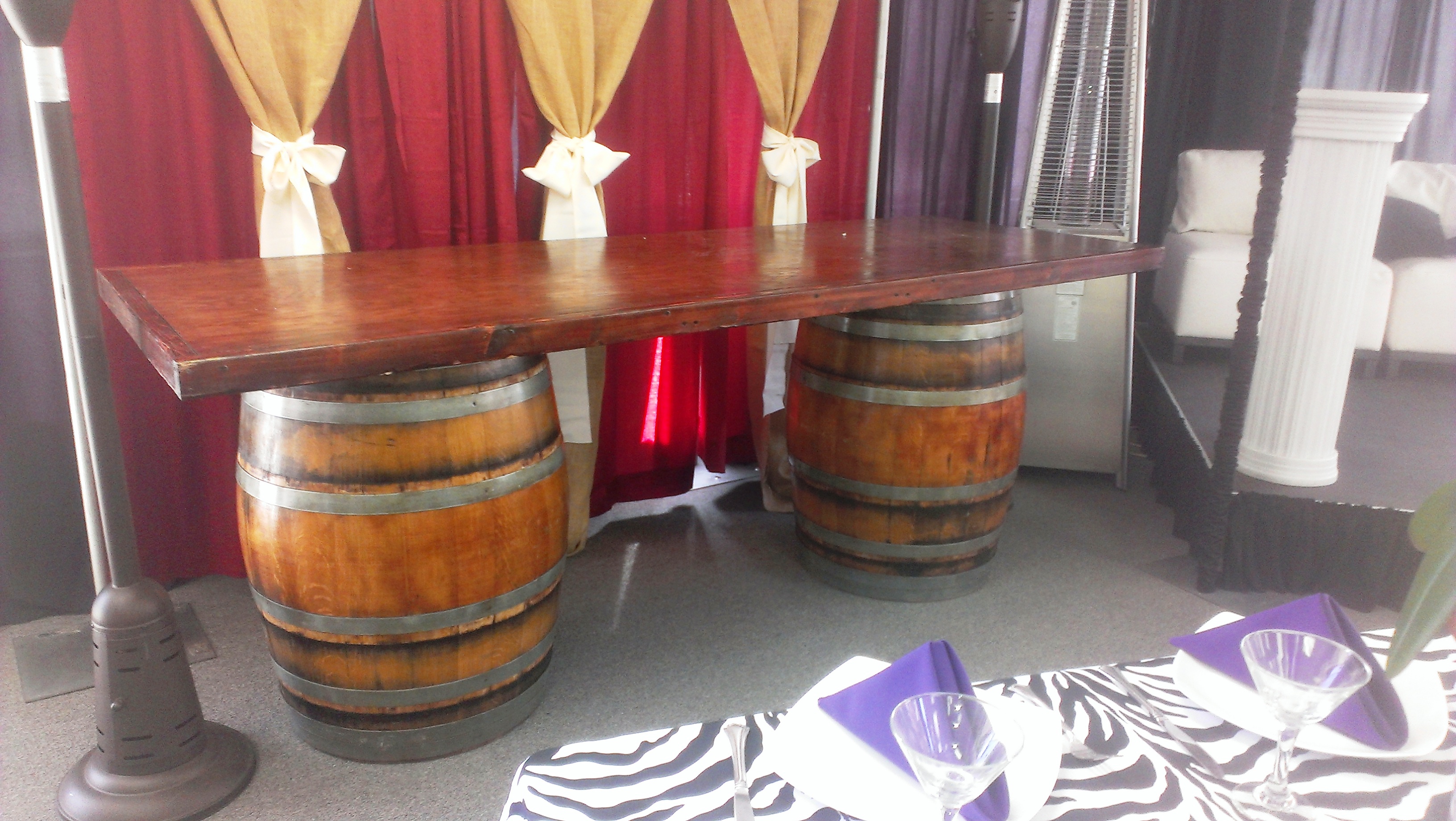 Wine Barrel Bar or Serving Table