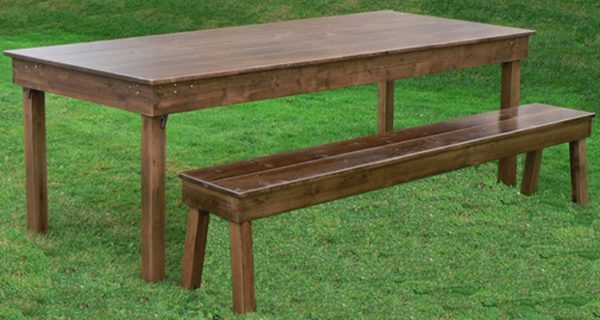 Rustic Farm Table and Rustic Bench